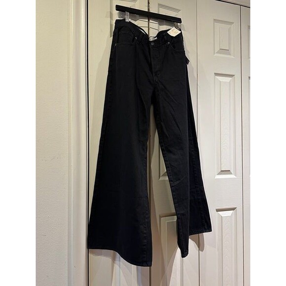 NWT Universal Thread Black Mid Rise Super Wide Leg Jeans Rigid Nonstretch 14 - Picture 5 of 11
